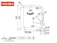 MEDIDAS MONOMANDO COCINA EXTRAIBLE BAJO VENTANA ATLAS NEO WINDOW FRANKE